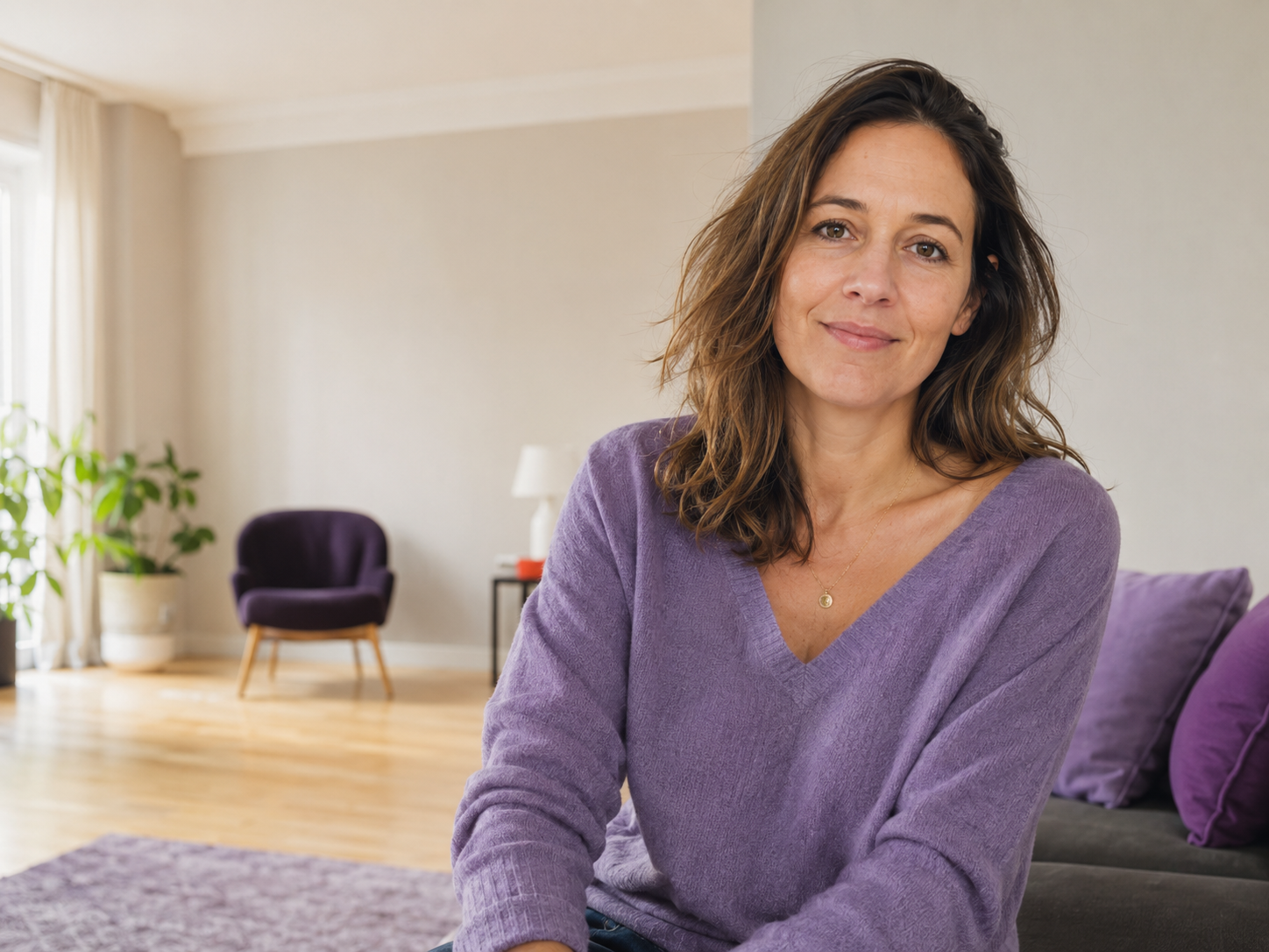 Frau in einer hellen ruhigen Umgebung als Bild für moderne Frauengesundheit