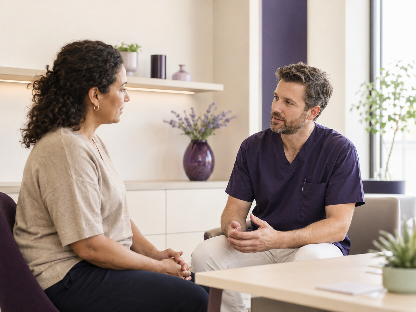 Ärztliches Gespräch mit einer erwachsenen Patientin oder einem Patienten